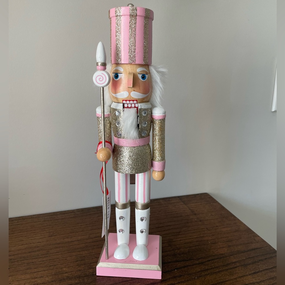 14” Pink and Gold Glitter Christmas Nutcracker